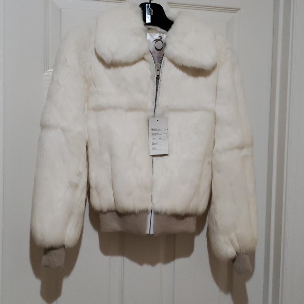 White rabbit fur jacket